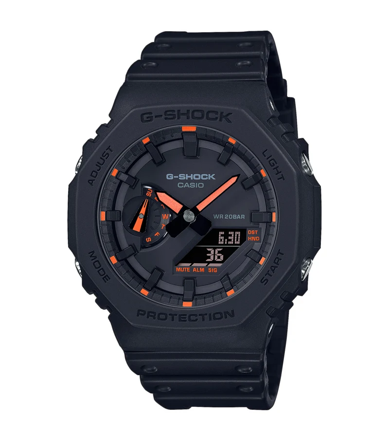 G-SHOCK classic utility black lancette arancioni