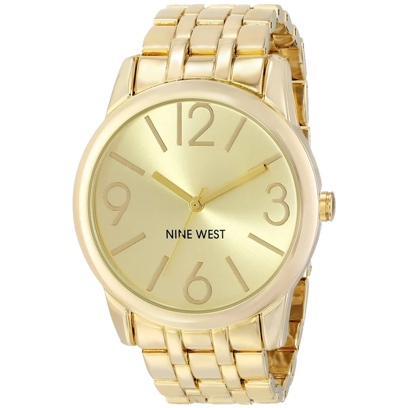 Nine West Womens NW 1578CHGB Champagne Dial Gold-Tone Bracelet Watch