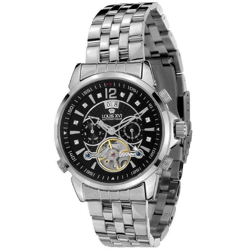 Louis XVI ATHOS Largent Noir Sapphire Mechanical Automatic Watch