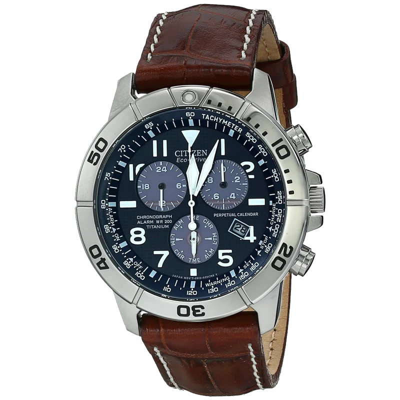 Citizen Mens BL5250 02L Titanium Eco Drive Watch with Leather Band