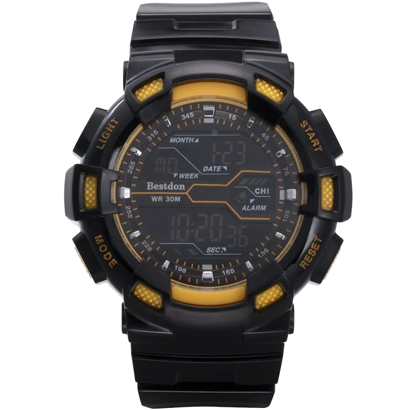 Bestdon Swiss Mens Sports Watches Digital Multifuction Display Time Yellow