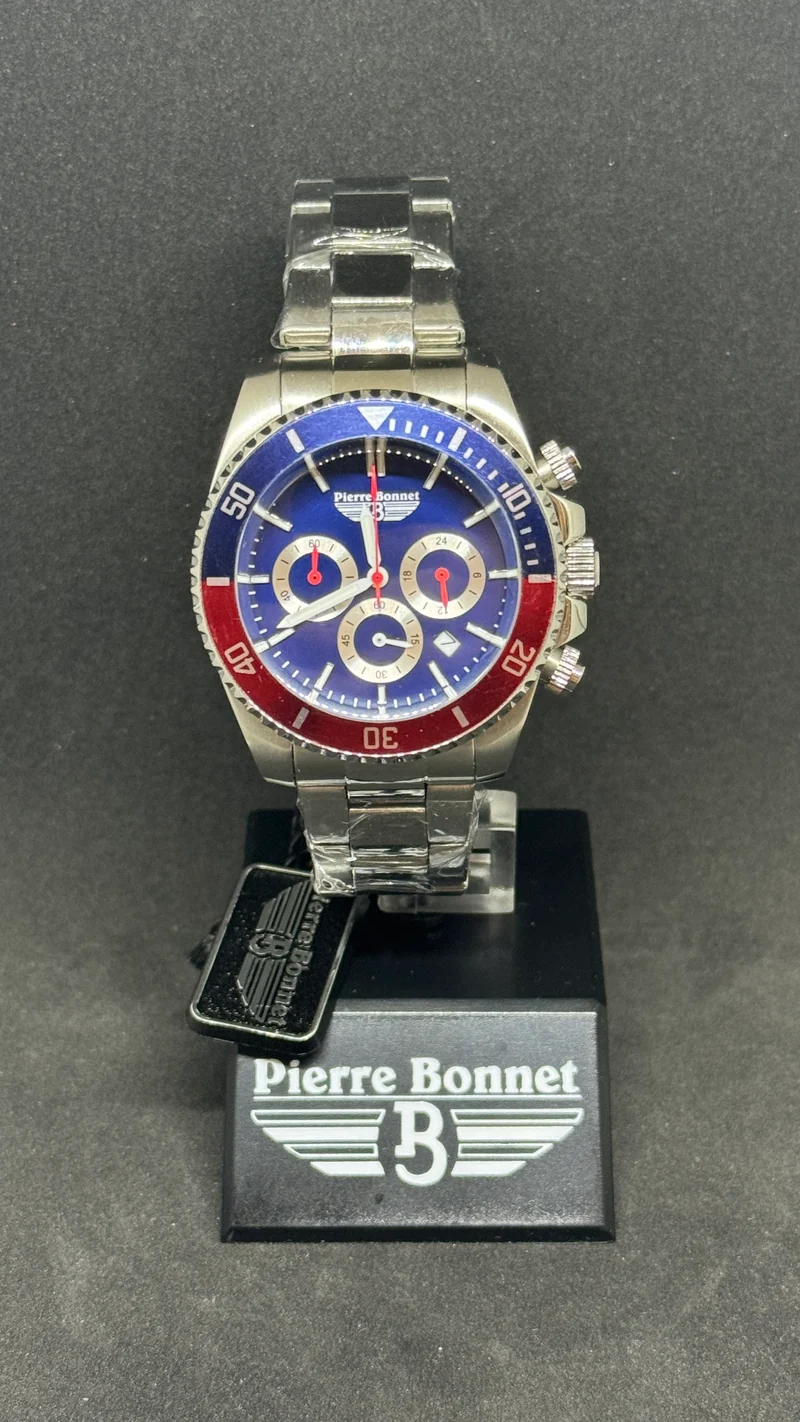 Orologio cronografo Pierre Bonnet 7256E Daytona Vintage lunetta Pepsi quarzo