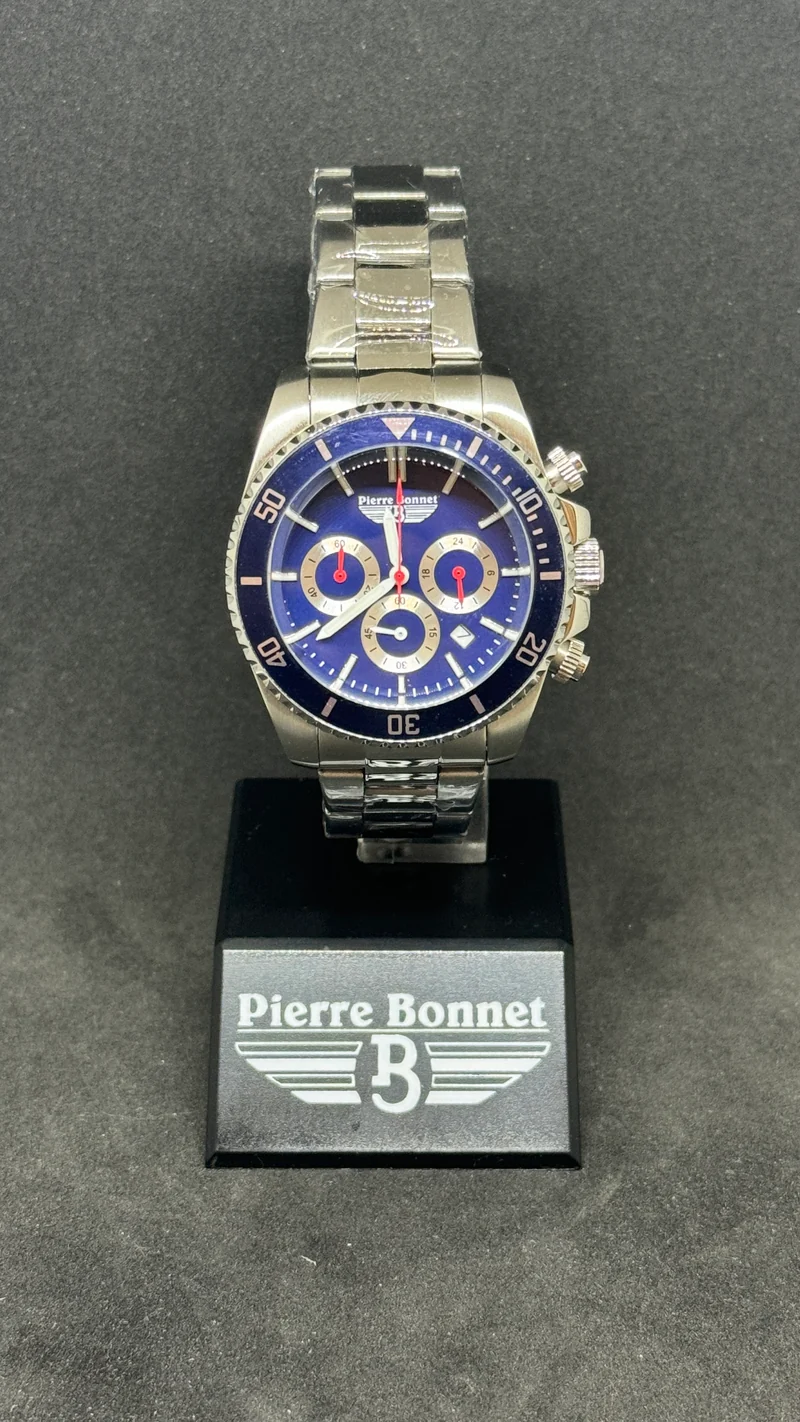 Orologio cronografo Pierre Bonnet 7256C Daytona Vintage lunetta blu quarzo