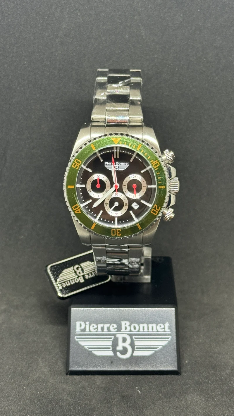 Orologio cronografo Pierre Bonnet 7256G Daytona Vintage lunetta verde quarzo