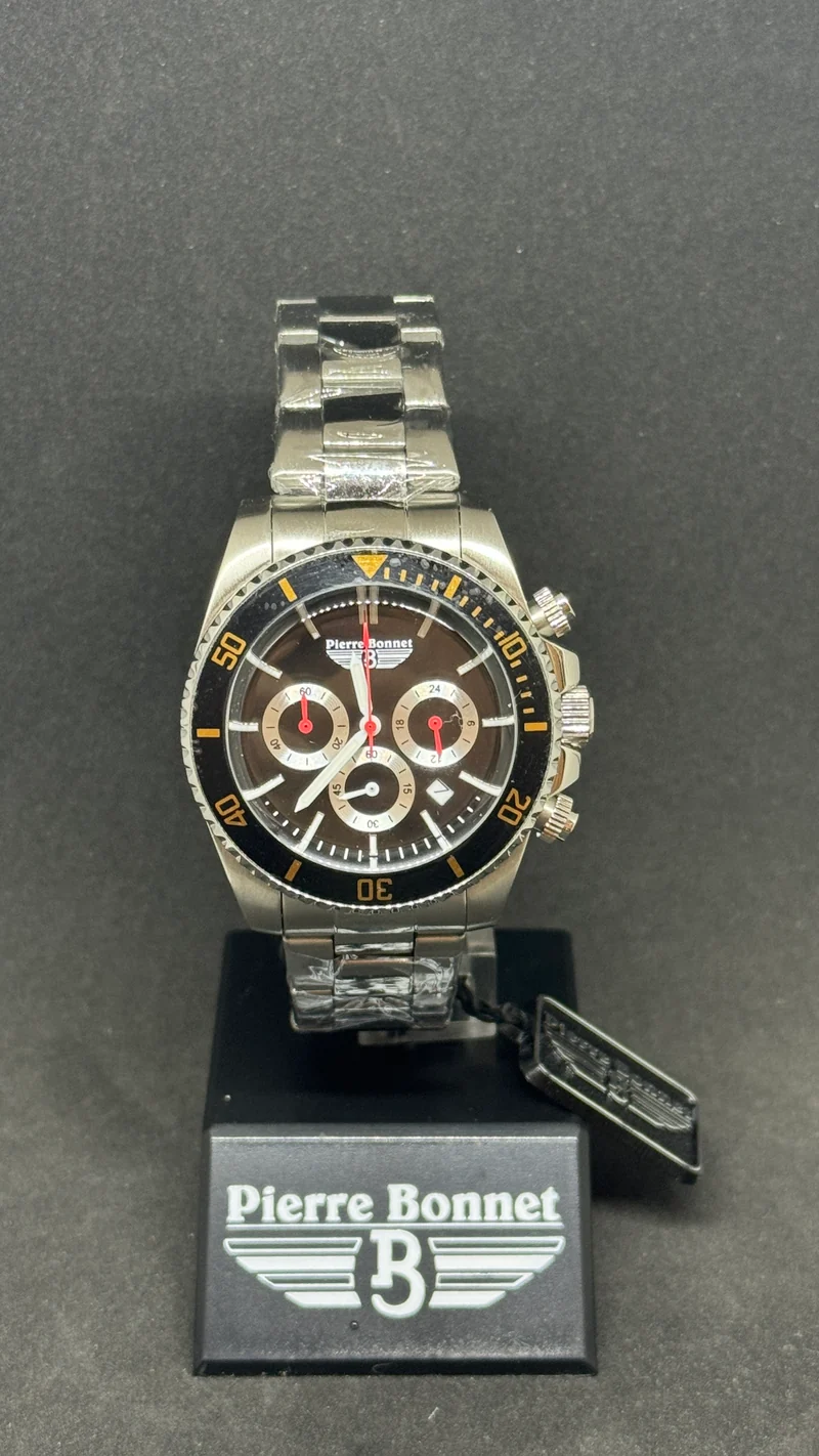 Orologio cronografo Pierre Bonnet 7256A Daytona Vintage lunetta nera quarzo