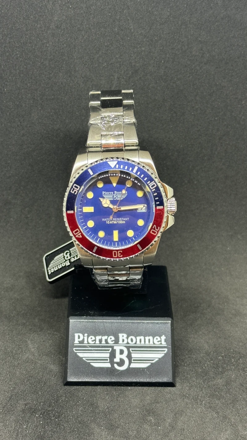 Orologio Pierre Bonnet Submariner Vintage ref 6602E acciaio lunetta Pepsi quarzo