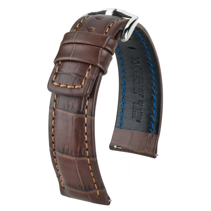 Cinturino marrone George Hirsch 22mm L fodera in caucciù