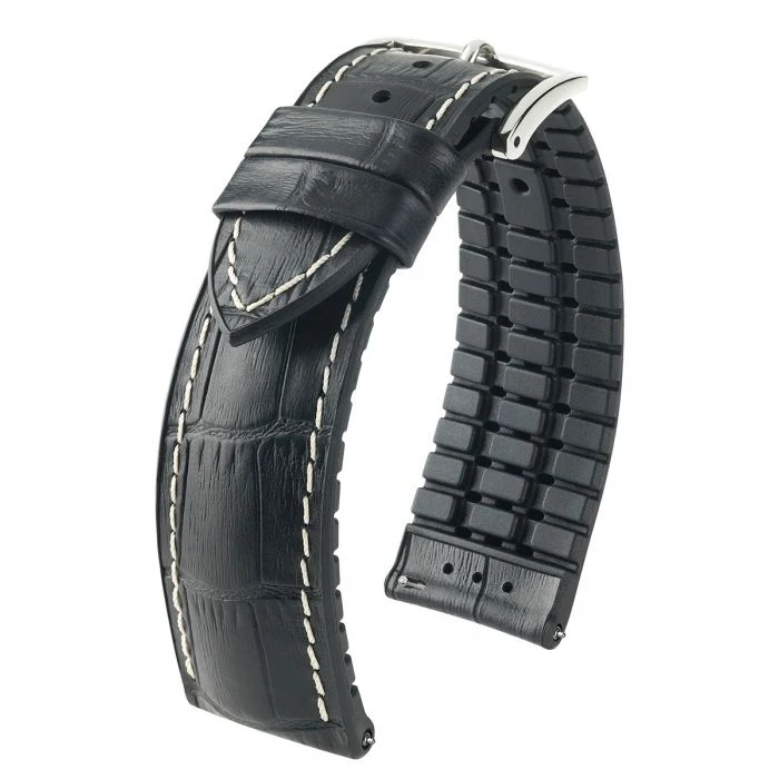 Cinturino nero George 22mm L fodera in caucciù