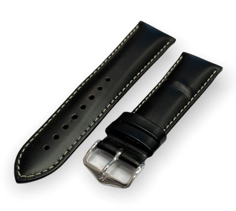 Cinturino Hirsch Trooper nero 24mm impunture bianche L