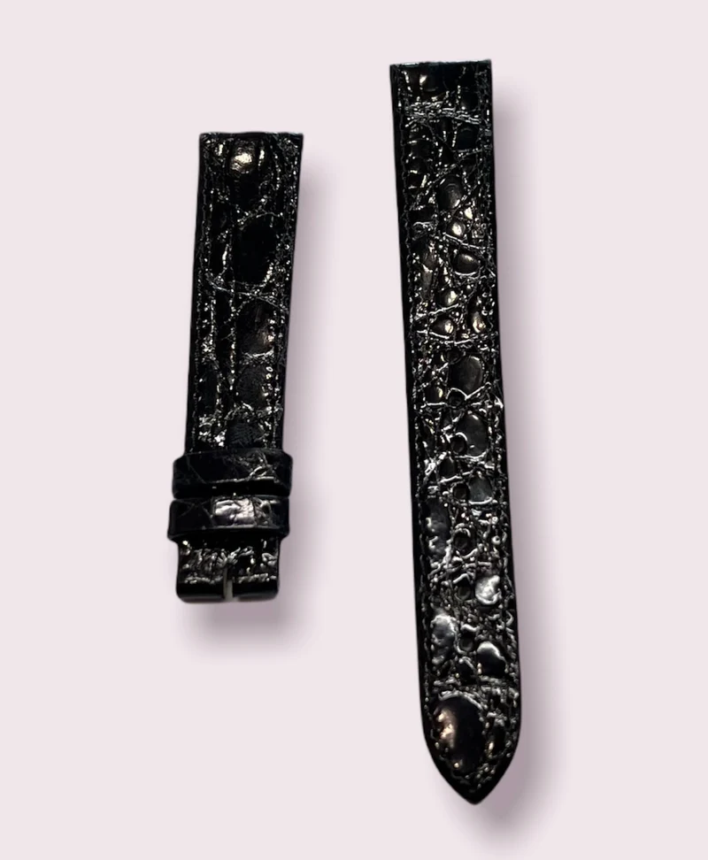Cinturino nero lucido originale Longines 16/14 no fibbia