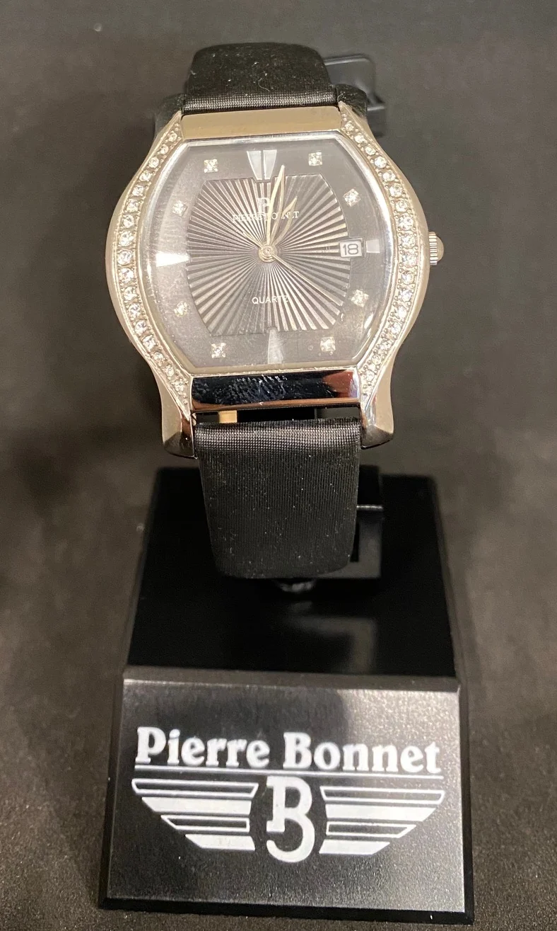 Orologio Pierre Bonnet donna acciaio ref. 4172A quadrante nero e zirconi