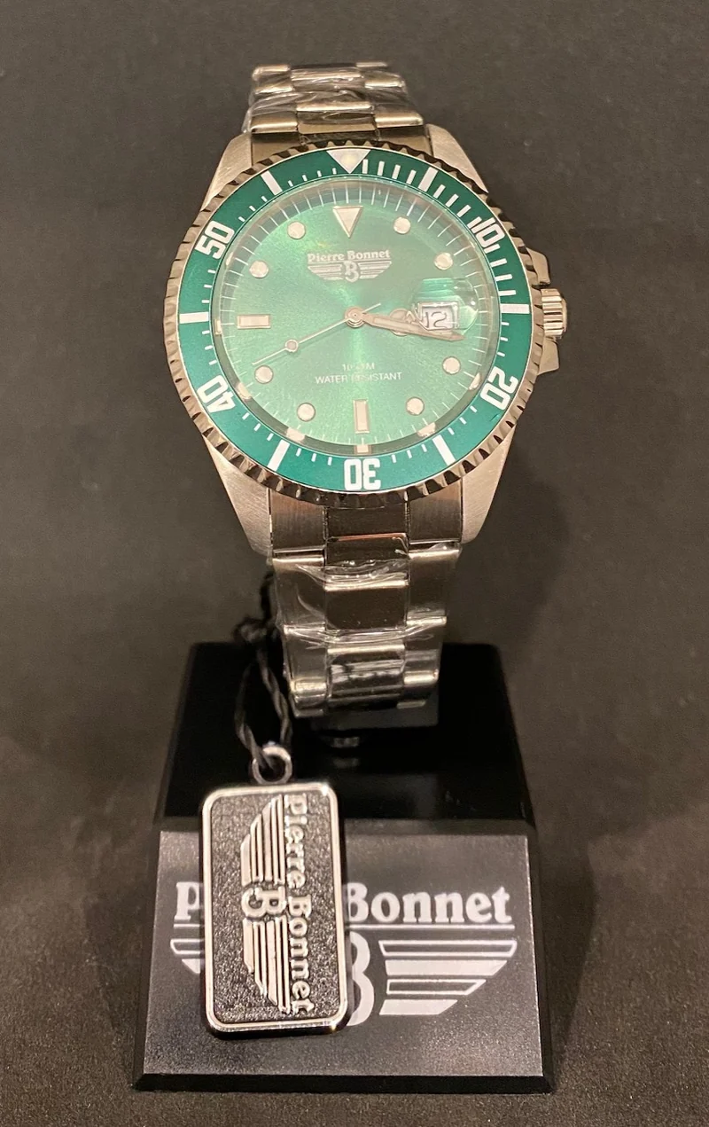 Orologio Pierre Bonnet ref 6483 acciaio lunetta verde quadrante verde
