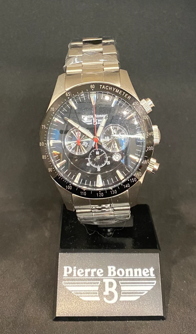 Orologio cronografo Pierre Bonnet 7225M acciaio uomo quadrante nero