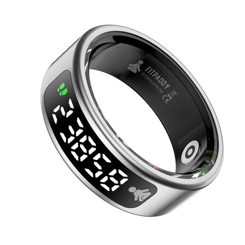 FITPADDY FitRing Pro – Smart Ring con Display LED Touch, Vibrazione, 100+ Sport e Monitoraggio 24h