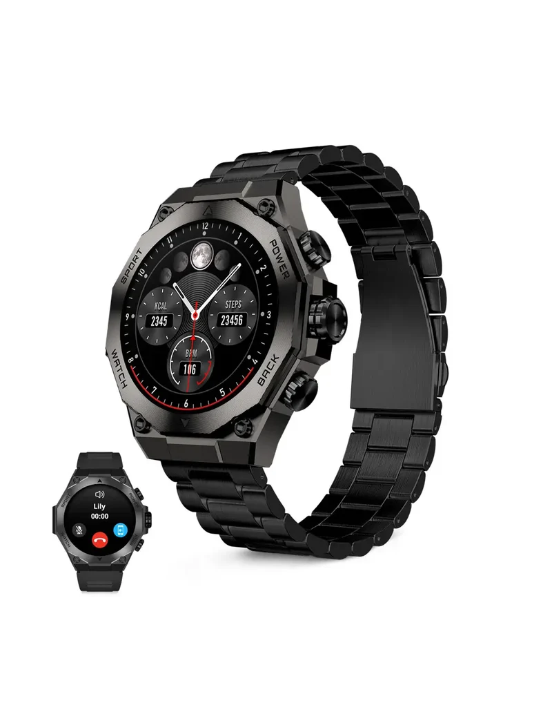 KSIX Titanium Nero – Smartwatch AMOLED 1,43" con 2 Cinturini, Chiamate Bluetooth e IP67