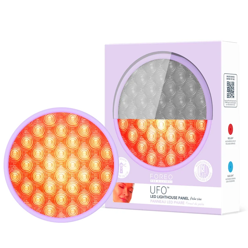 FOREO UFO™ LED Lighthouse Panel Lilac – Pannello LED Palm-Size con Luce Rossa e Blu