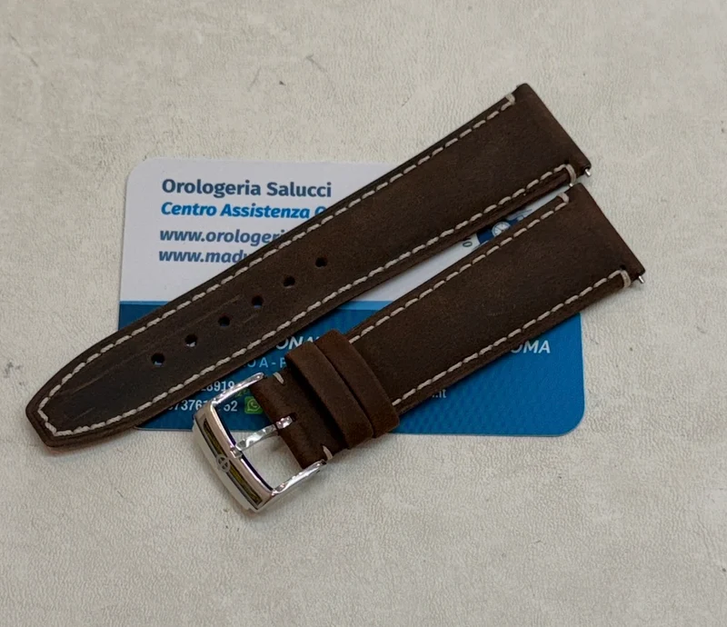Cinturino marrone scuro Baume & Mercier Classima 21/18 originale completo di fibbia