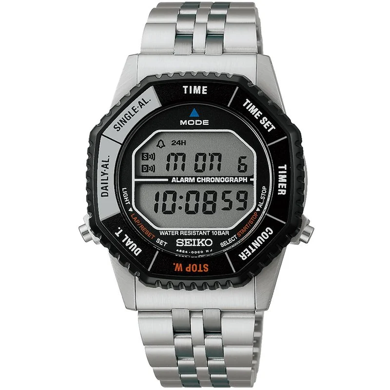 Seiko Selection Space Brothers Collaboration Limited Edition modello Mutta e Mutsuta Nanba SBJG023, orologio digitale al quarzo da uomo a batteria in argento, uscito il 14 novembre