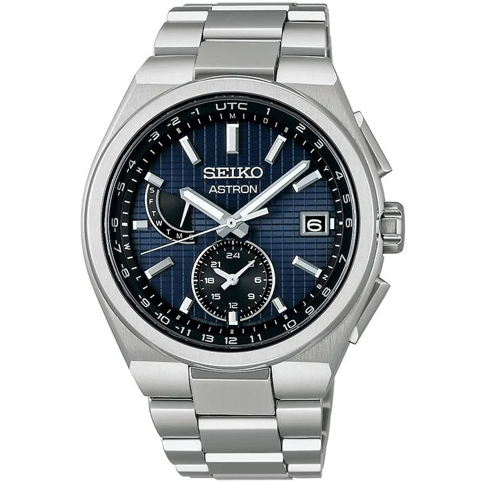 Orologio da uomo Seiko Astron NEXTER Utility Design SBXY065, radiocontrollato solare, titanio, blu navy