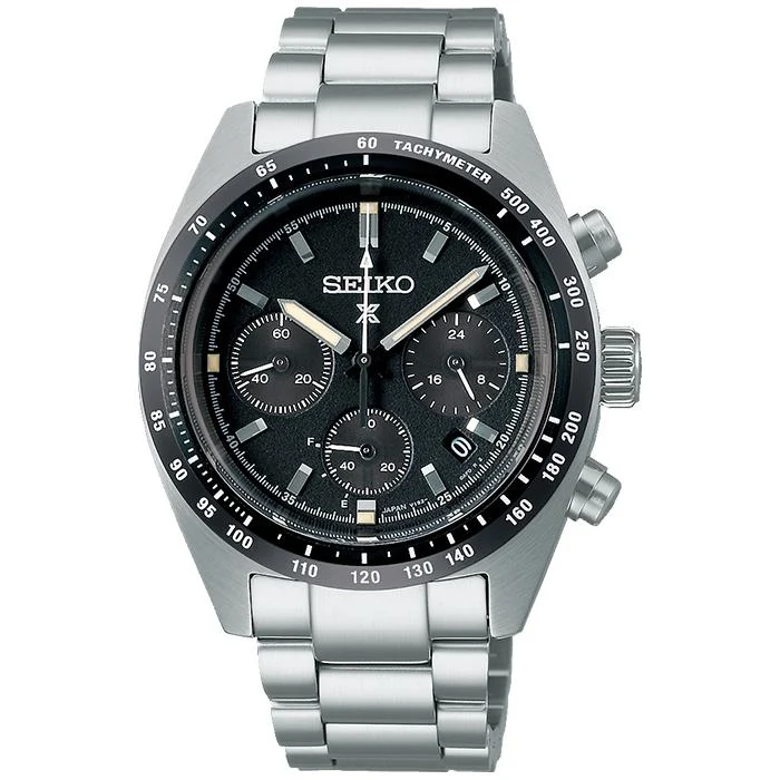 Orologio da uomo Seiko Prospex SPEEDTIMER Solar Chronograph SBDL091, nero