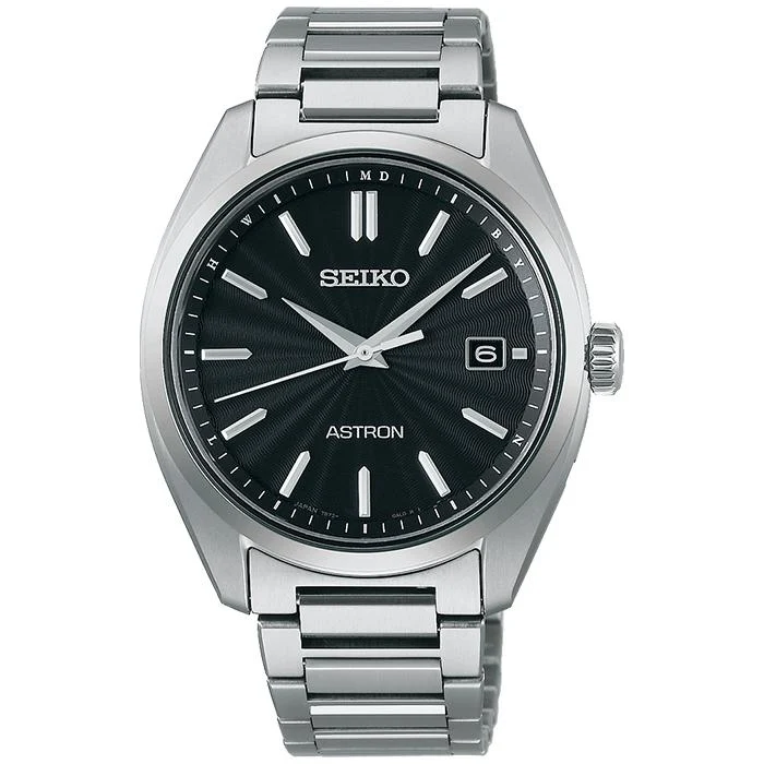 Orologio da uomo Seiko Astron Origin Series a 3 lancette, modello SBXY033, con radiocontrollo solare in titanio, nero e argento [S_BH]