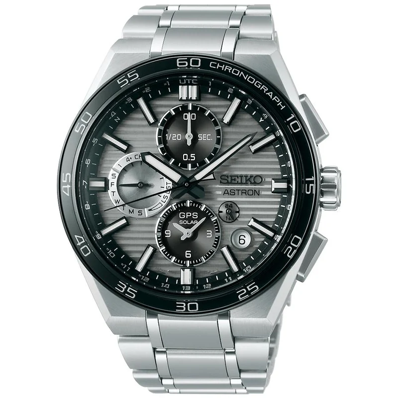 Orologio da uomo Seiko Astron Nexter Dual Time Chronograph Horizontal SBXC177 con energia solare, GPS e radio satellitare