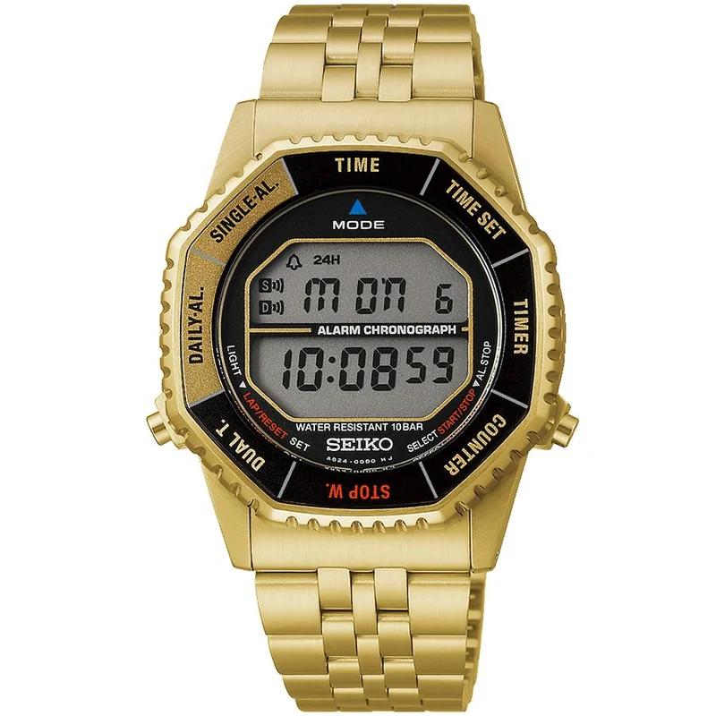 Seiko Selection Space Brothers Collaboration Limited Edition modello Hibito Nanba Hibito SBJG024 orologio digitale al quarzo da uomo a batteria in oro, uscito il 14 novembre