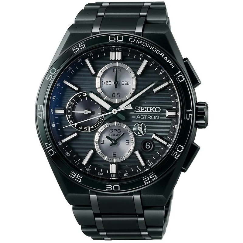 Orologio da uomo Seiko Astron Nexter Dual Time Chronograph Horizontal SBXC179 con energia solare, GPS e radio satellitare
