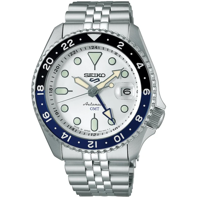 Orologio automatico da uomo Seiko 5 Sports SKX Sports Style GMT modello SBSC017 con quadrante argentato