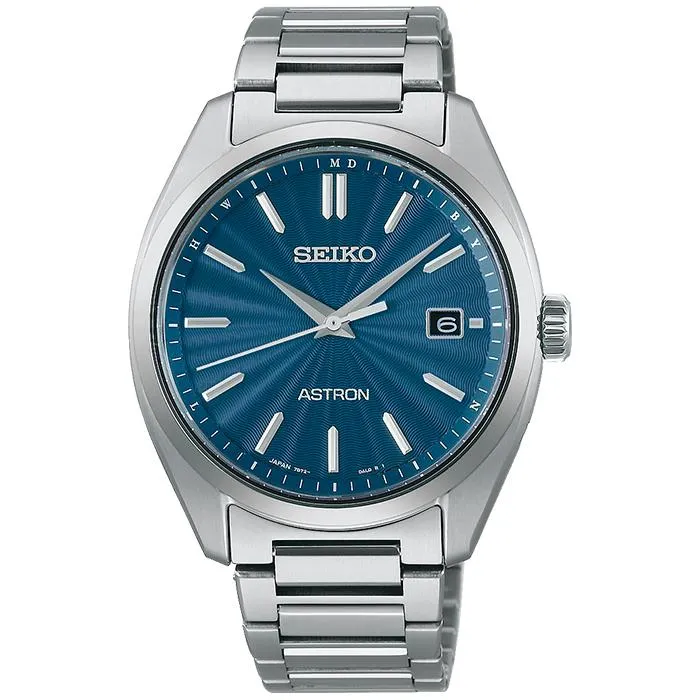 Orologio da uomo Seiko Astron Origin Series a 3 lancette, modello SBXY031, con radiocontrollo solare in titanio, blu e argento [S_BH]
