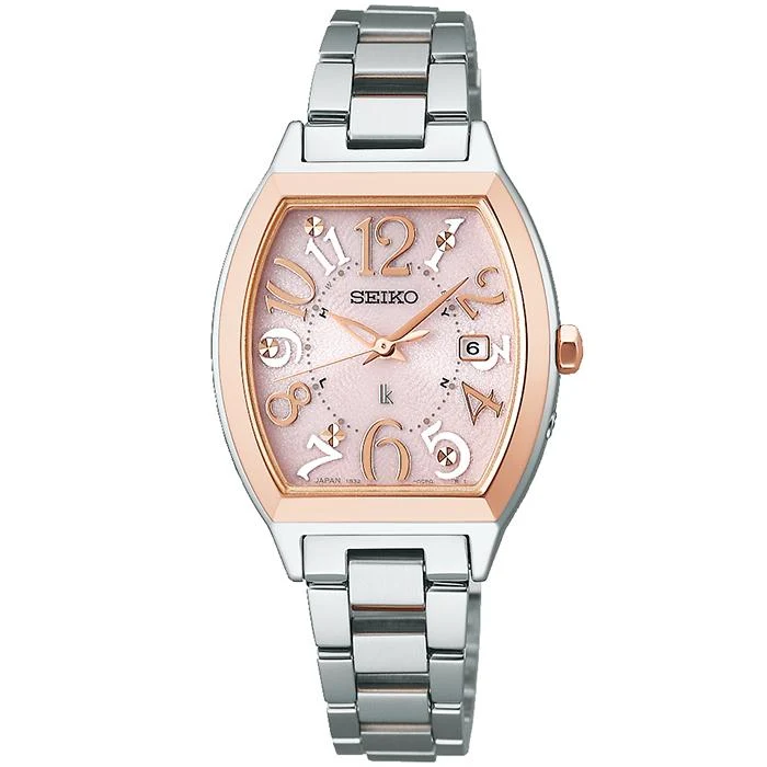 Orologio da donna Seiko Lukia Standard Collection SSVW214 con cassa tonneau radiocontrollata solare in oro rosa