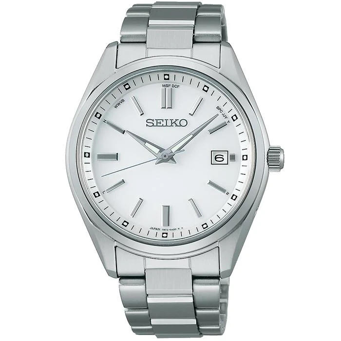 Orologio da uomo Seiko Selection Serie S SBTM317 a energia solare e radiocontrollato, bianco