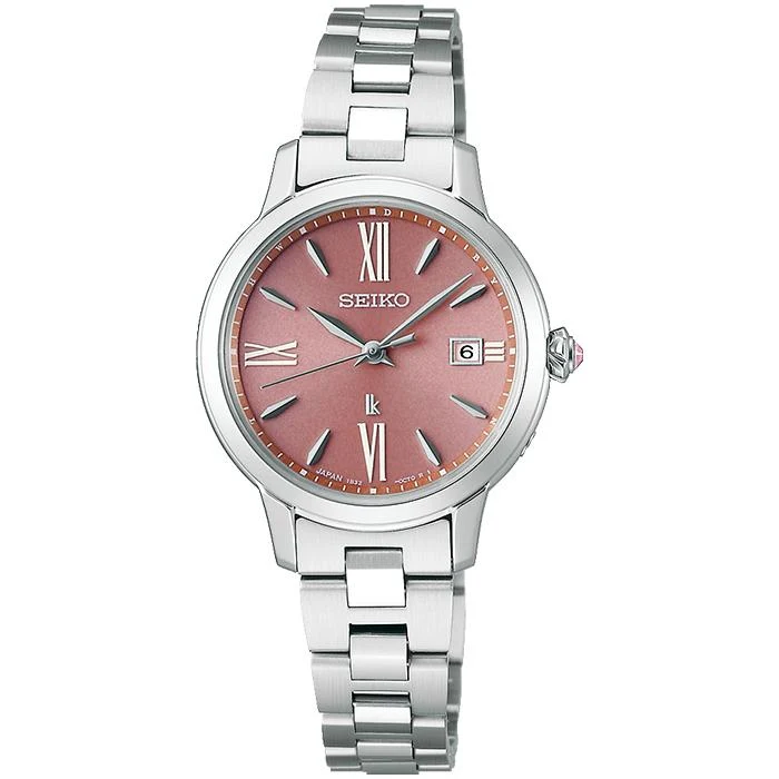 Orologio radiocontrollato solare da donna Seiko Lukia Glow Garnet Glow SSVW219, rosa malva