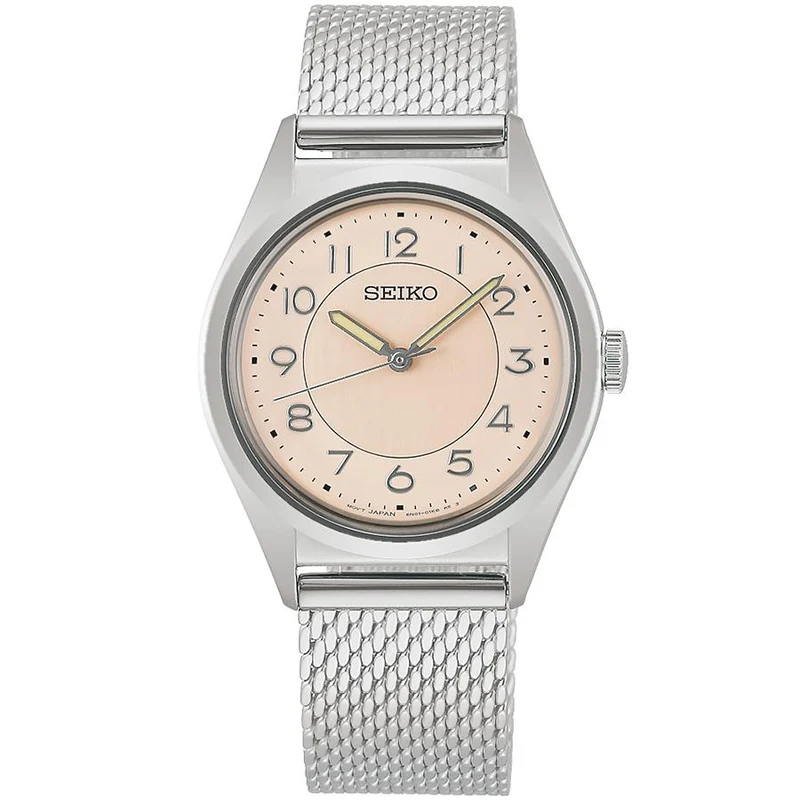 Orologio da donna SEIKO SELECTION The Steady SSEH027 con quadrante rosa e bracciale a maglia, al quarzo.