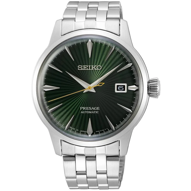 Orologio da uomo meccanico automatico Seiko Presage Cocktail Time Mockingbird SARY271 con quadrante verde