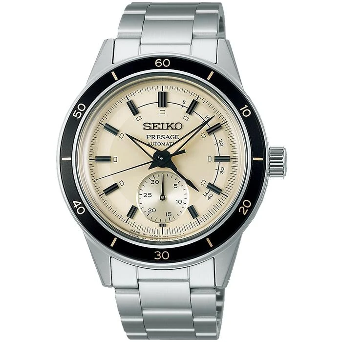 Orologio da uomo Seiko Presage Style 60's SARY209, meccanico automatico, con datario e indicatore di riserva di carica.
