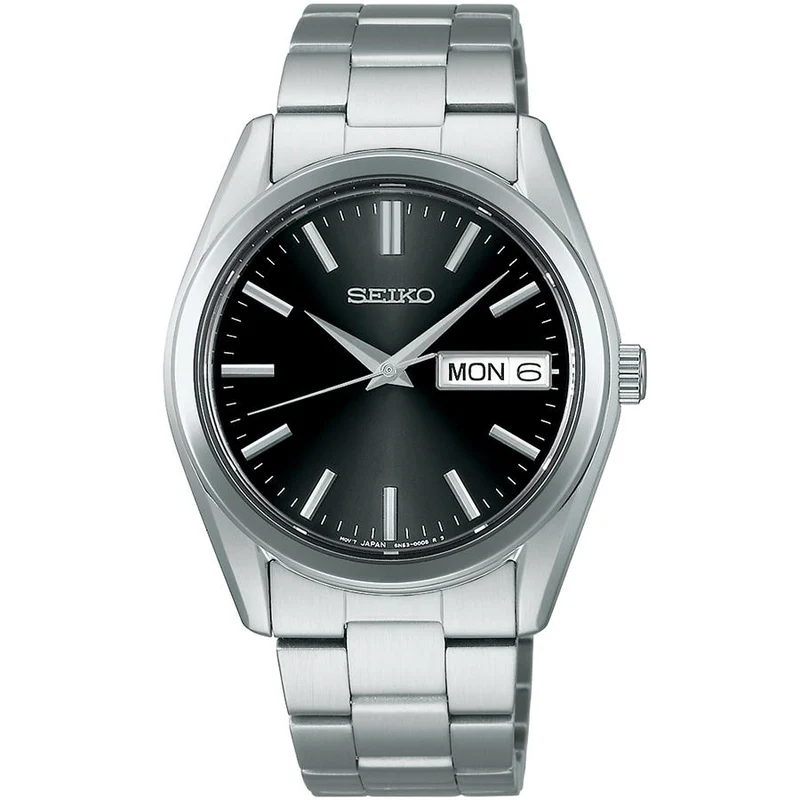 Orologio da uomo Seiko Selection Serie S SBTH011 al quarzo a batteria con datario e quadrante nero.