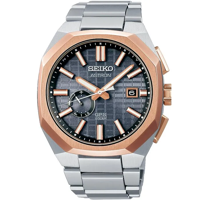 Orologio da uomo Seiko Astron Nexter DYNA SBXD014 con onde radio satellitari GPS ad energia solare e quadrante grigio, modello esclusivo