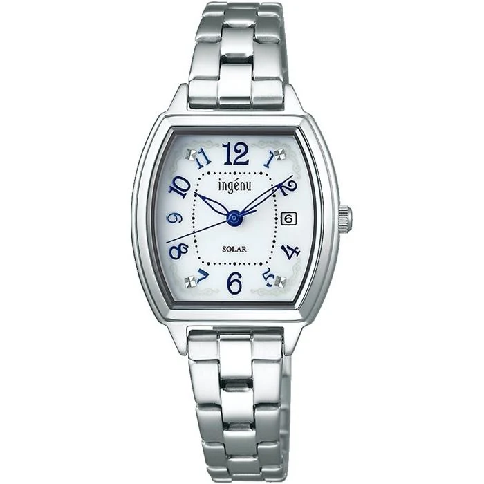 Orologio da donna Alba Angenie Starting Solar, Tonneau Silver/White, Data e Calendario, AHJD414