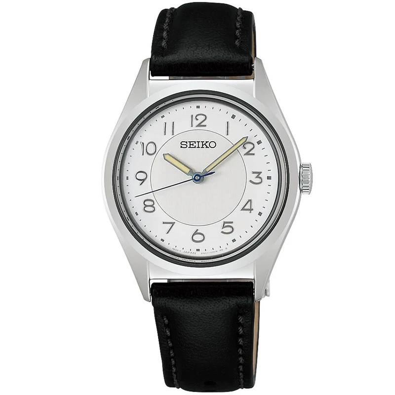 Orologio da donna al quarzo Seiko Selection The Steady Shop Exclusive Model SSEH029 con quadrante bianco e cinturino in pelle, a batteria, disponibile dal 21 novembre.