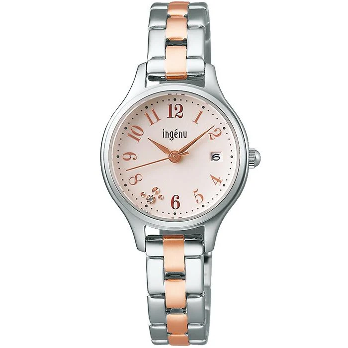 Orologio da donna Alba Angeine Happy Seven AHJK463 a batteria con quadrante rosa, cinturino in metallo e numeri arabi