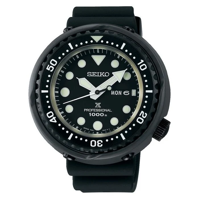 Orologio al quarzo da uomo Seiko Prospex Marinemaster Professional SBBN047, silicone nero, modello esclusivo