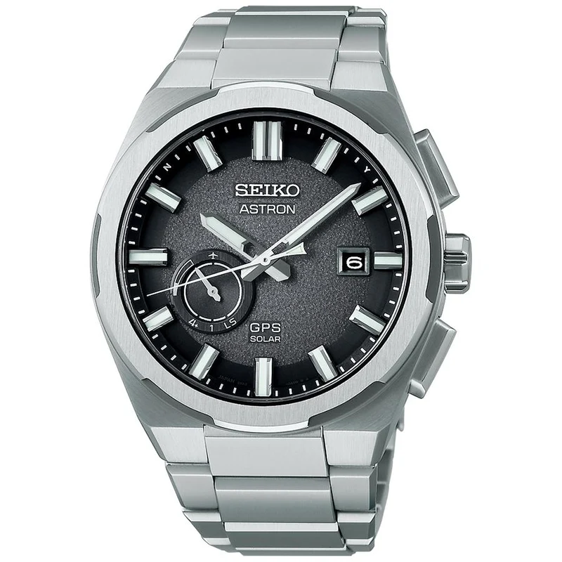 Orologio da uomo Seiko Astron Nexter Cosmic Design Moon SBXD025 con onde radio satellitari GPS e alimentazione solare, quadrante grigio (esclusivo)
