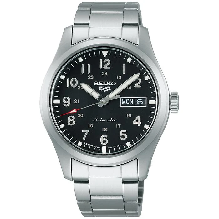 Orologio da uomo meccanico automatico Seiko 5 Sports FIELD SPORTS STYLE SBSA111, nero