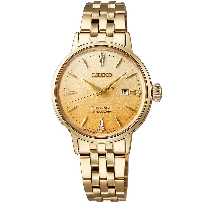 Orologio meccanico automatico da donna Seiko Presage Cocktail Time Eggnog SRRW006, oro