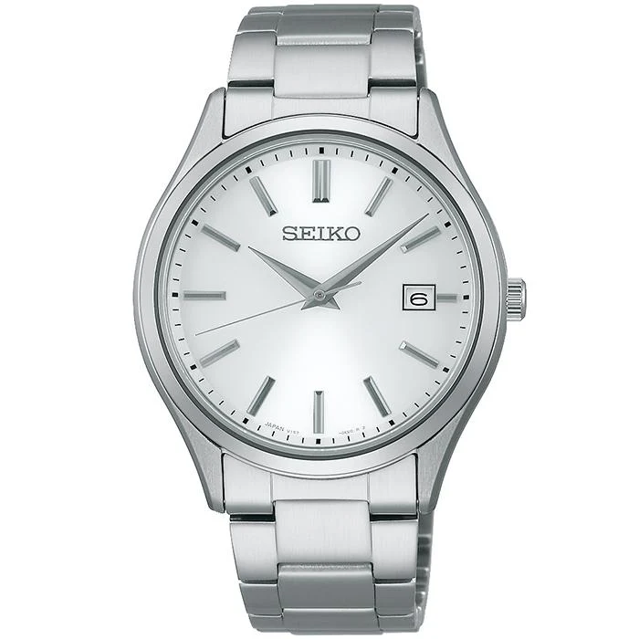 Seiko Selection S Series Pair SBPX143 Orologio solare da uomo, 3 lancette, calendario, bianco