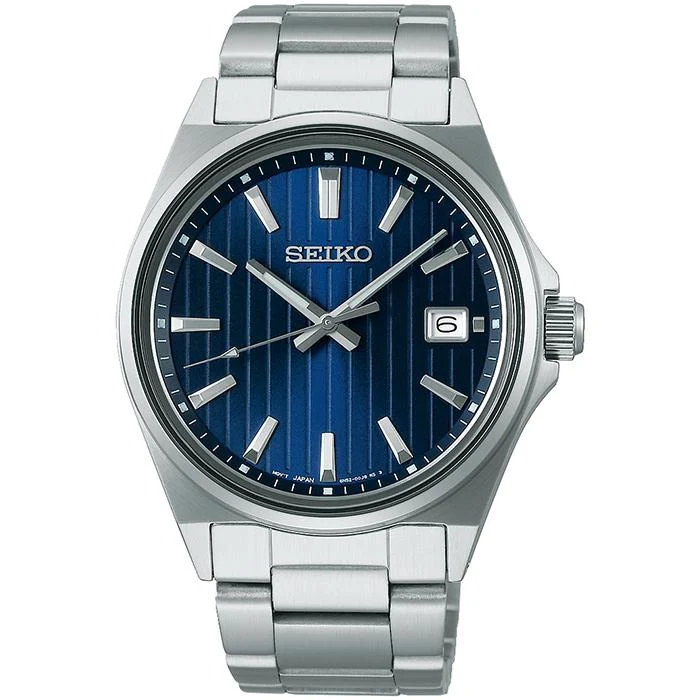 Orologio da uomo Seiko Selection Serie S a 3 lancette, modello SBTH003, al quarzo con quadrante blu e alimentazione a batteria.
