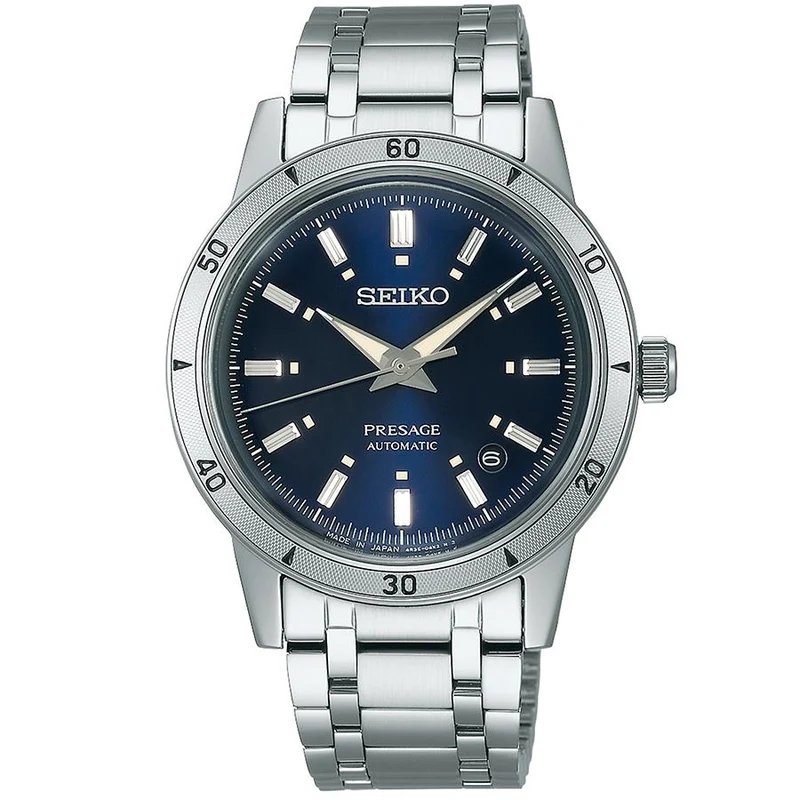 Orologio da uomo automatico meccanico Seiko Presage Style 60's SARY247, blu navy