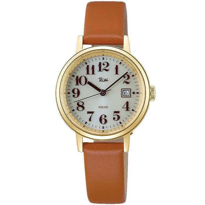 Orologio da donna Alba Riki Solar AKQD402 con cinturino in pelle color cammello