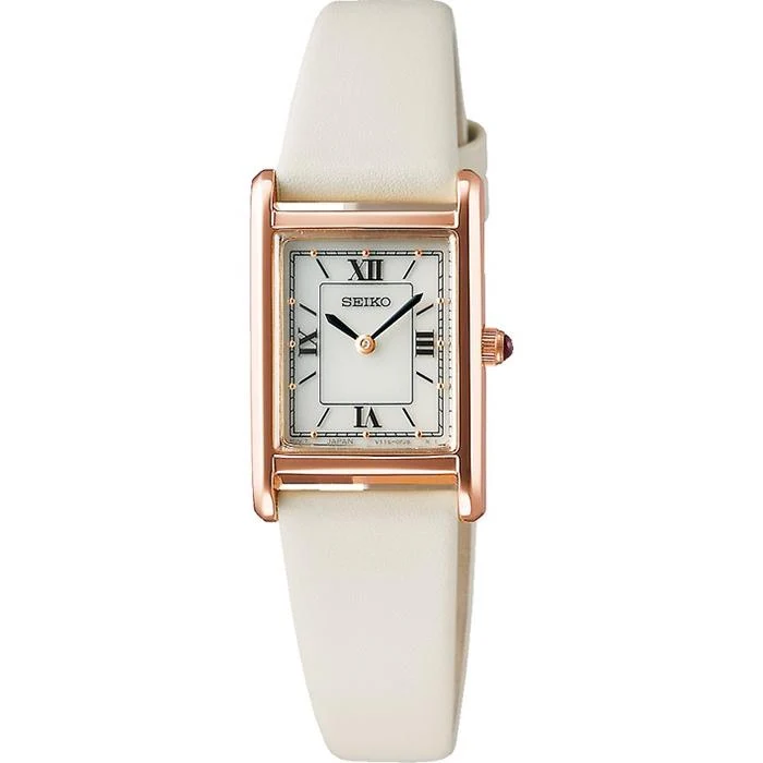 Orologio solare da donna Seiko Selection nano・universe con cinturino in pelle, bianco, STPR076